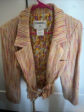 CHANEL Multicolor Tweed Blazer Jacket - Cream, Pink, Yellow